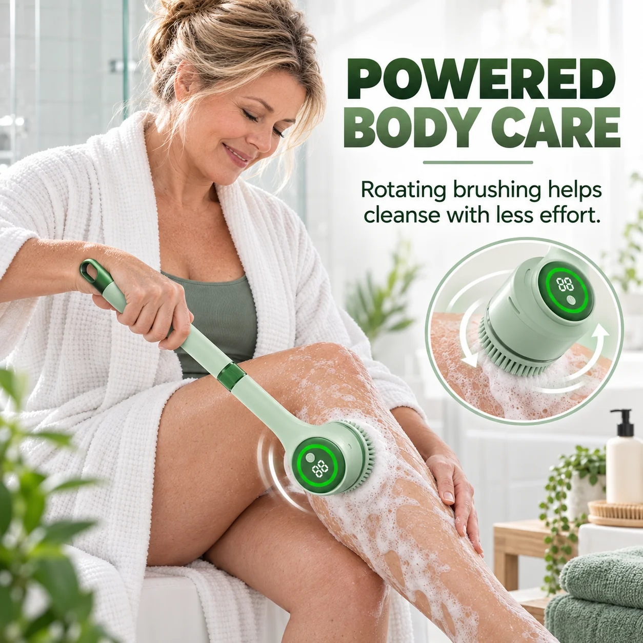 Powered electric body scrubber used for body cleansing