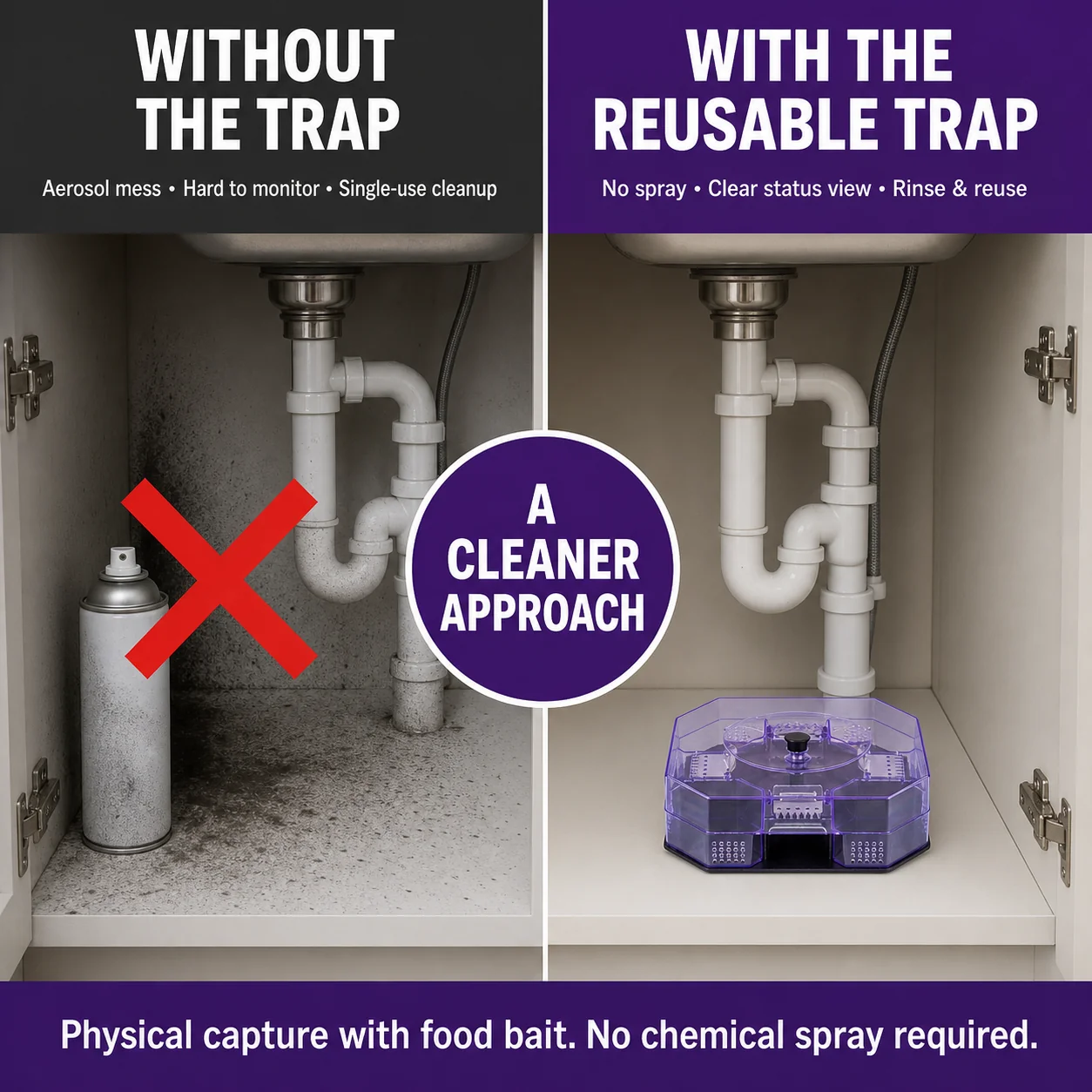 Comparison between household spray and reusable roach trap