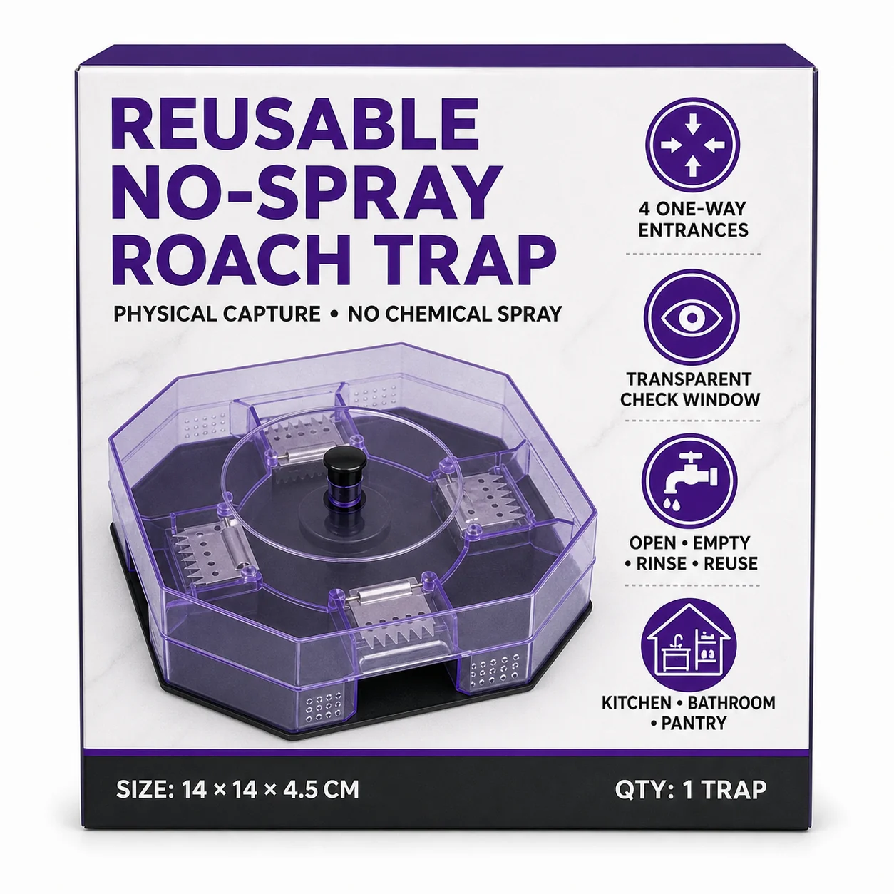Reusable no-spray roach trap product overview