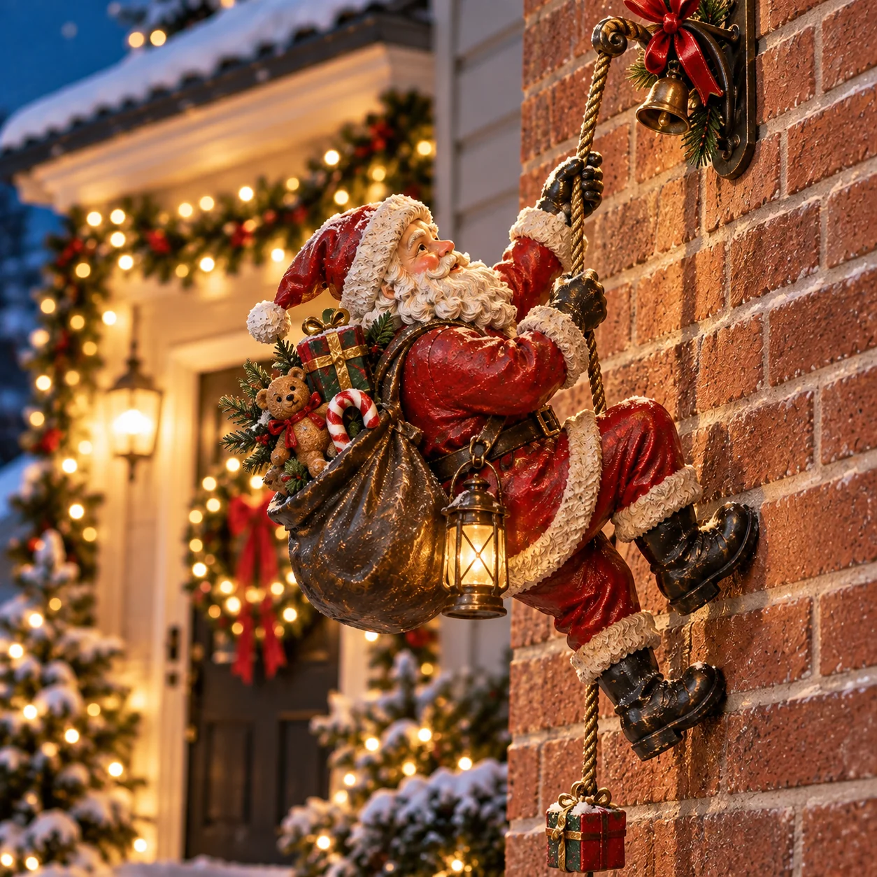 Santa Secret Climb Lighted Christmas Wall Decoration