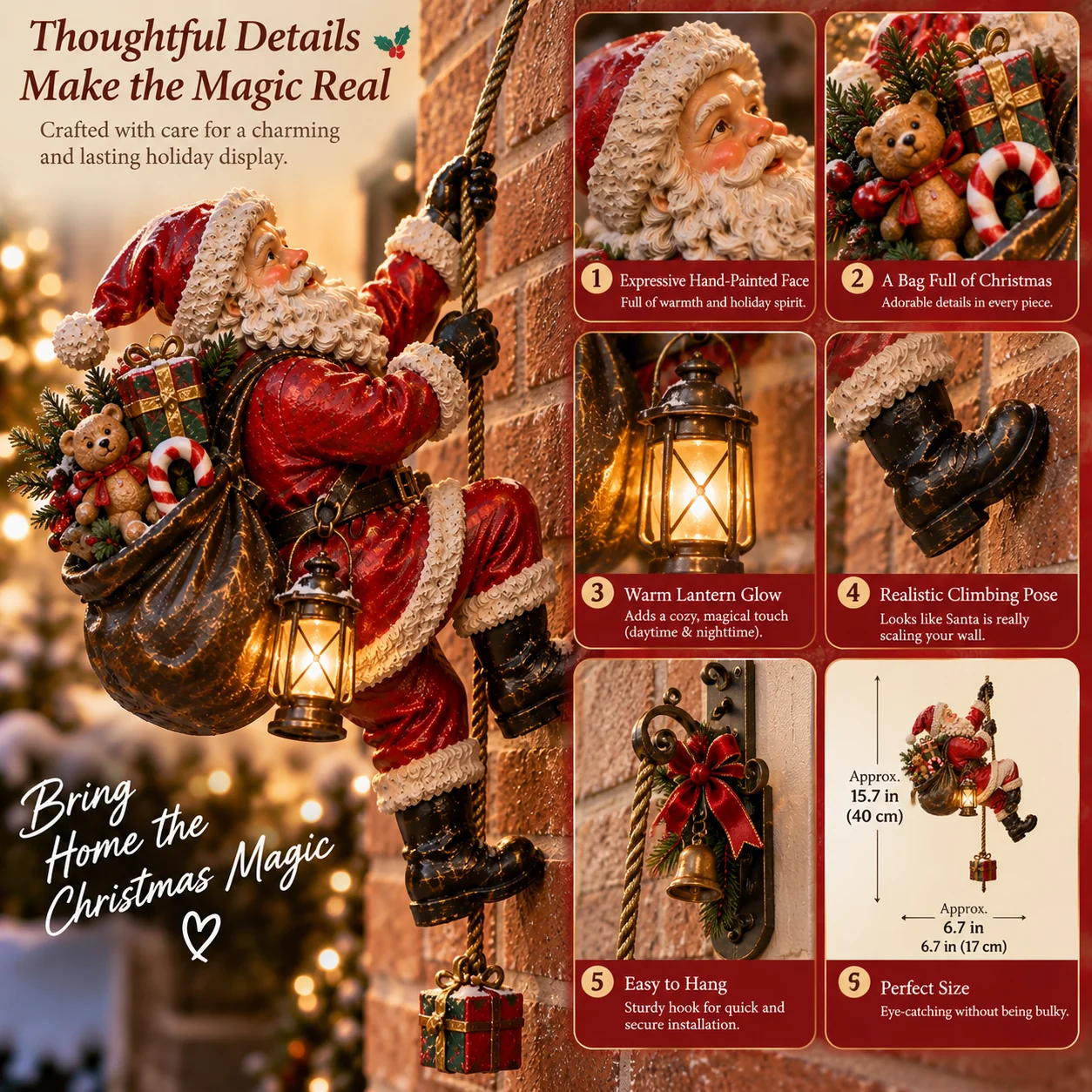 Climbing Santa detailed Christmas decoration