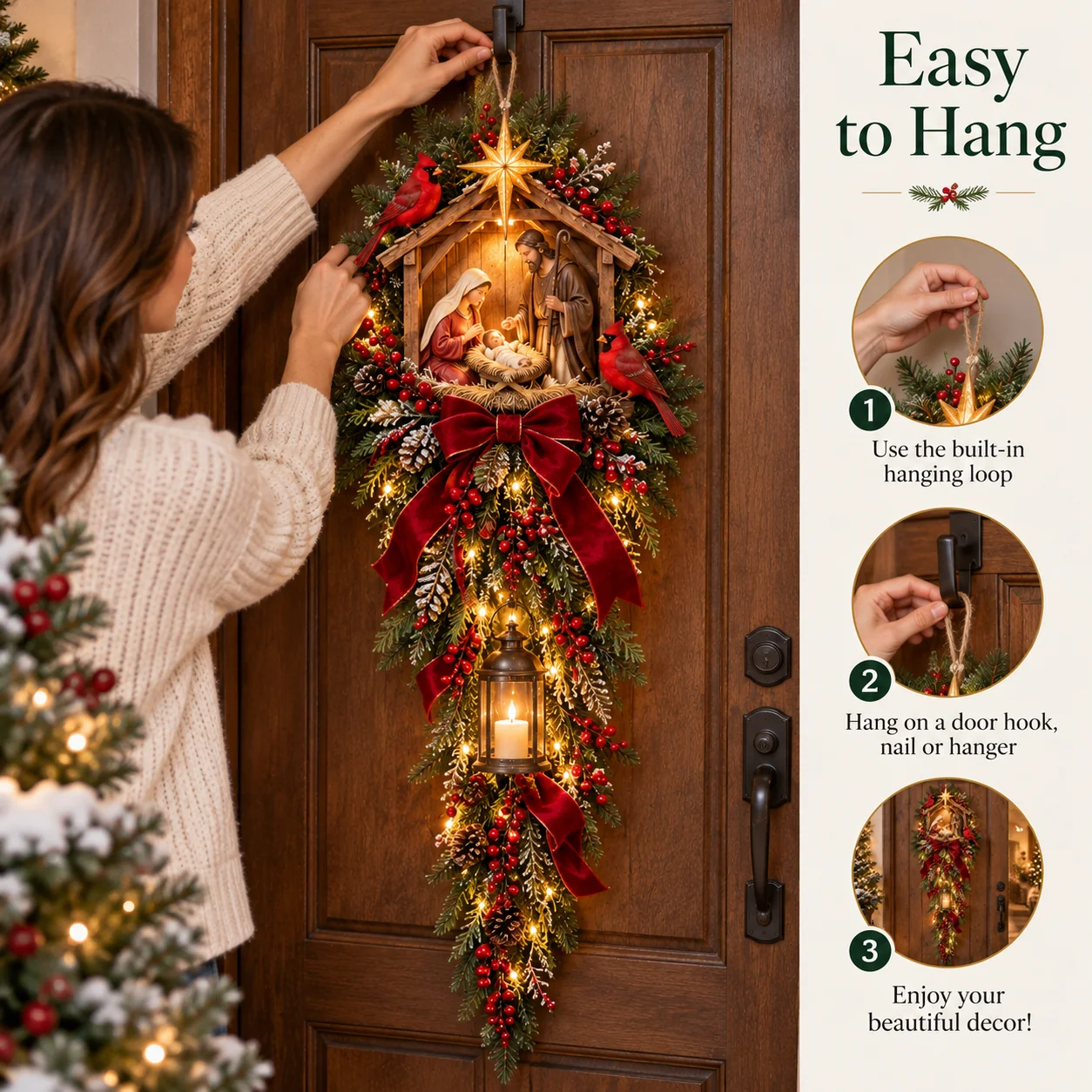 Easy to hang Nativity Christmas decoration