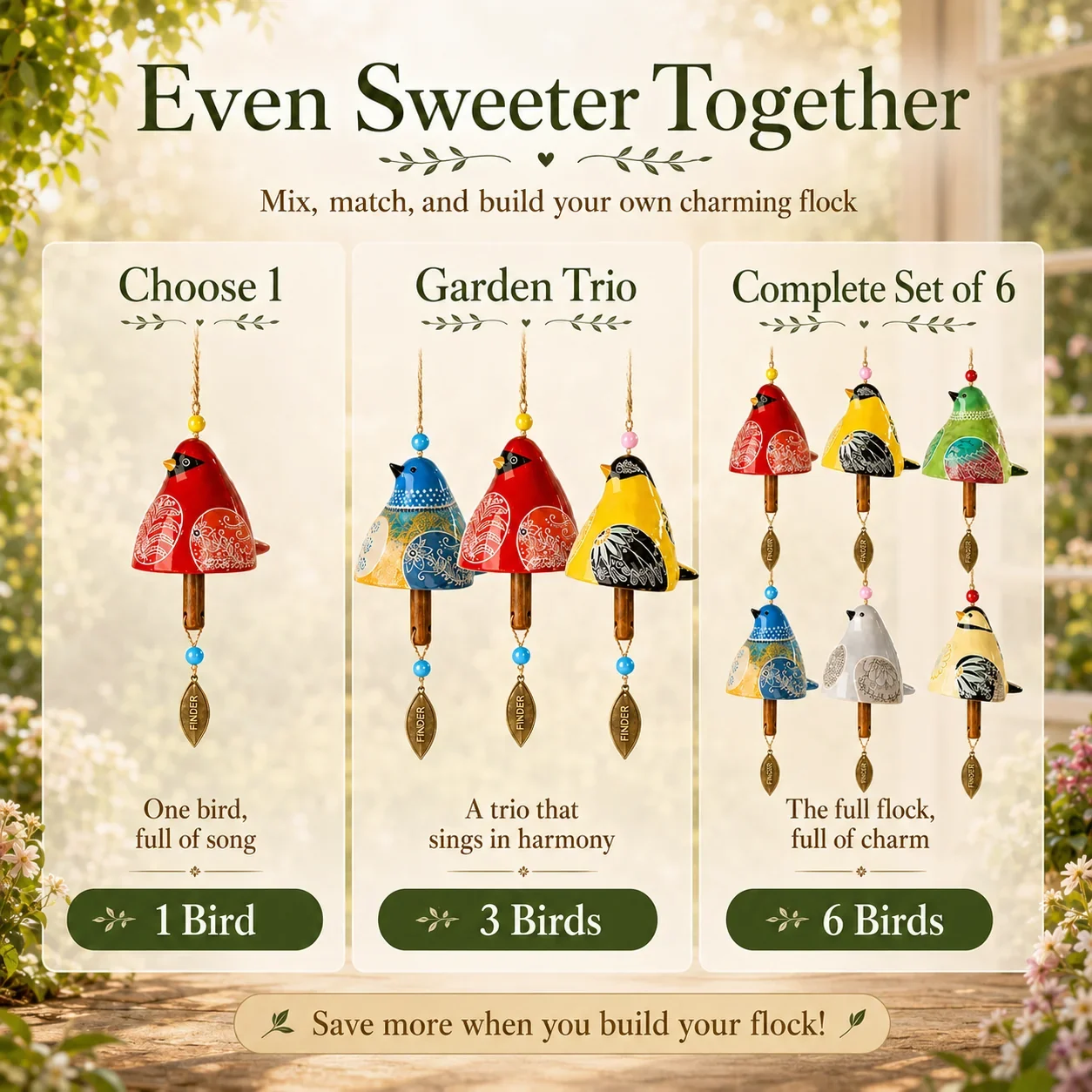 Songbird wind chime approximate size