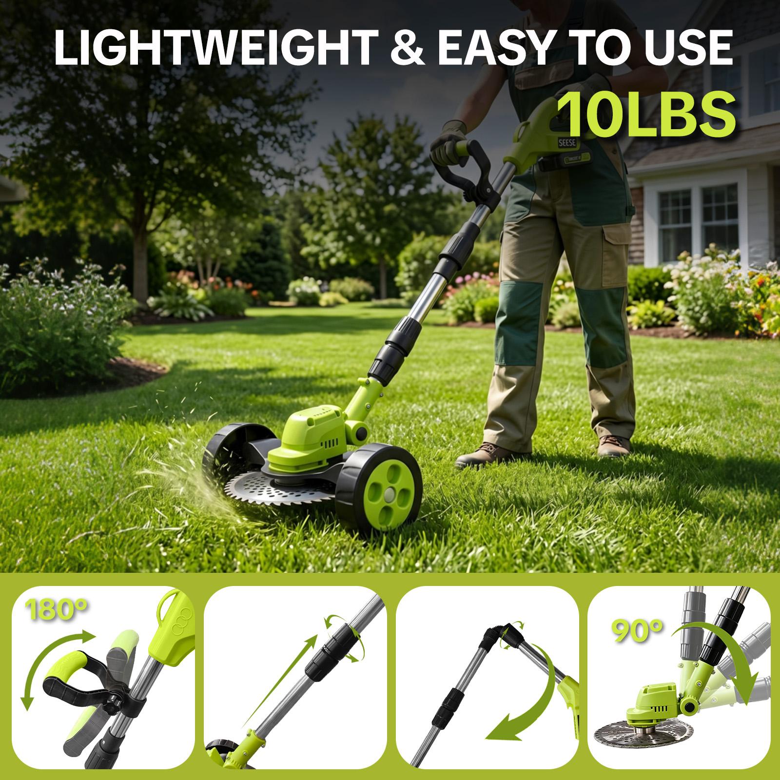 Cordless lawn trimmer for garden edges and grass maintenance