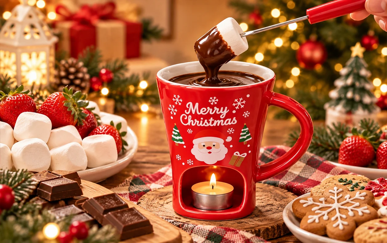 Marshmallow dipped in warm chocolate