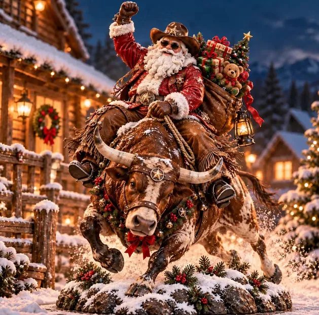 Rustic Ranch Cowboy Santa Christmas Display