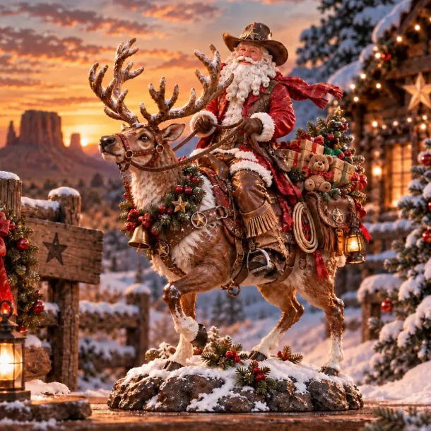 Lighted Western Santa Horse Christmas Outdoor Decoration