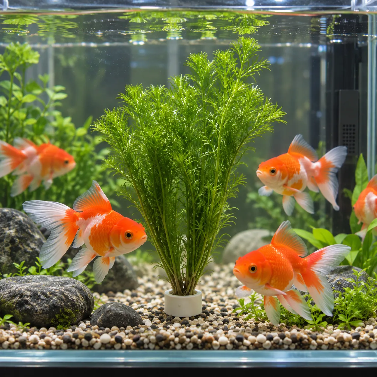 Emerald Feather Aquatic Grass in an aquarium