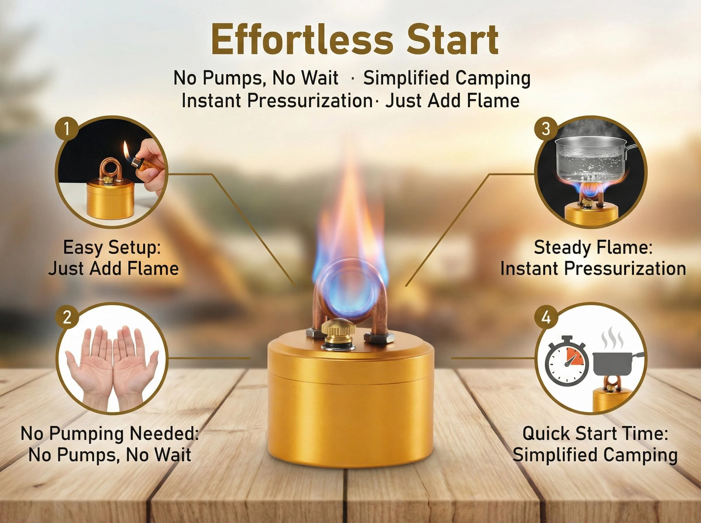 Self-Pressurized Alcohol Stove, Lightweight Aluminum & Copper Burner for Hiking & Survival Camping, High-Efficiency Cooking with Windproof Stand, Camping Accessories, Copper Tube, Compact And Portable, Aluminium, Camping Equipment, Portable Kitchen