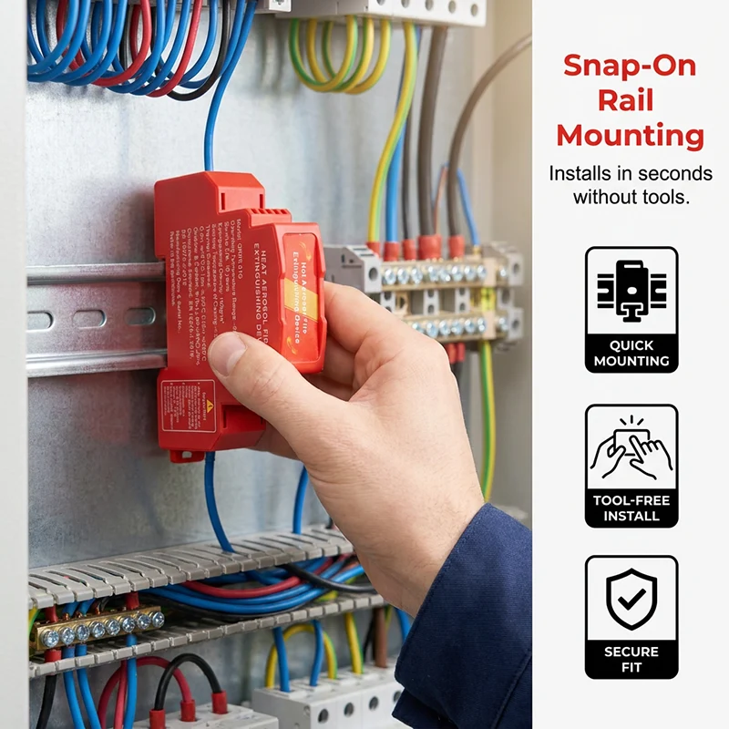 DIN rail style mounting automatic aerosol fire suppression device for electrical cabinet