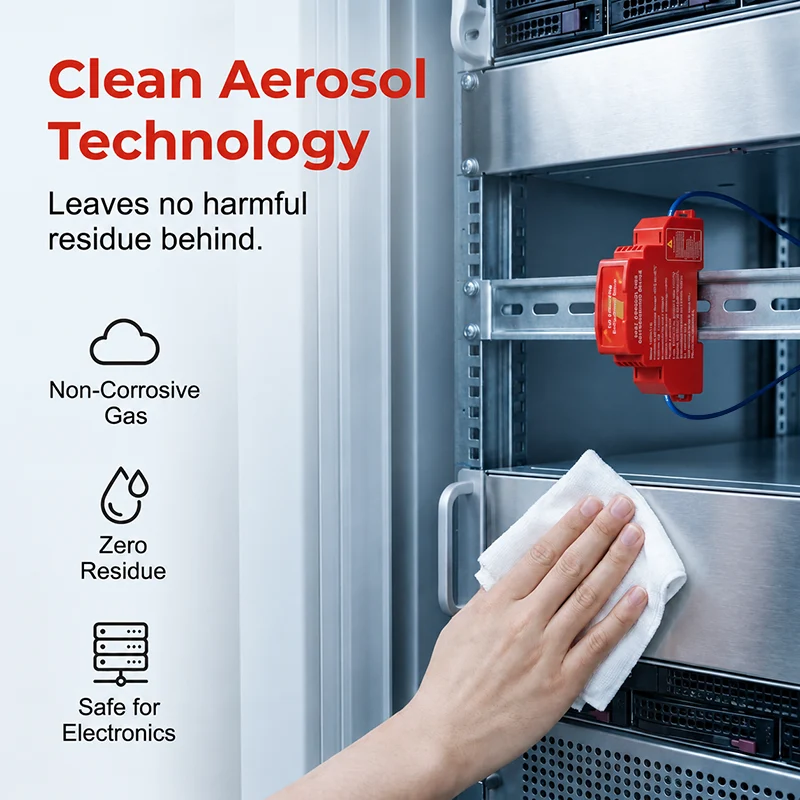 Clean aerosol fire suppression technology for electrical cabinet and sensitive equipment spaces