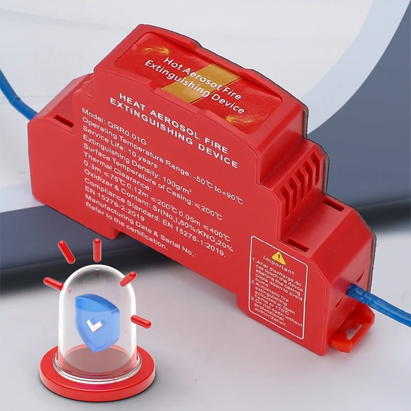 Wireless standalone automatic aerosol fire suppression device for cabinet protection