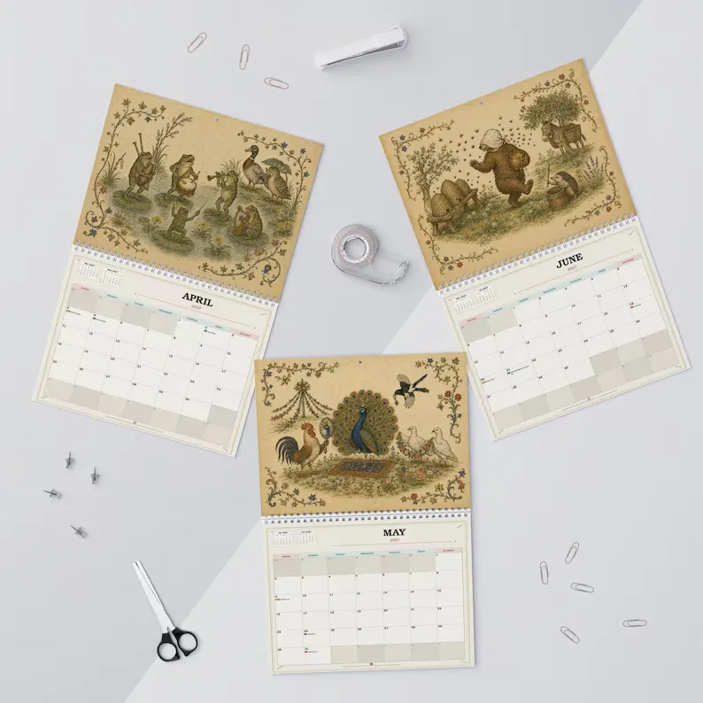 Medieval animal calendar gift and artwork