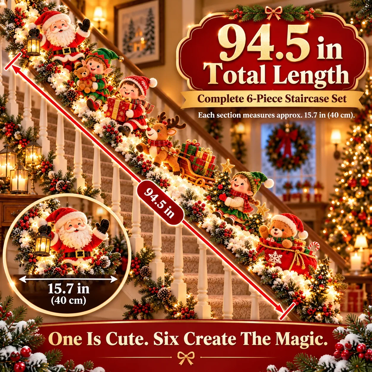 Santa Staircase Workshop complete six piece 94.5 inch set