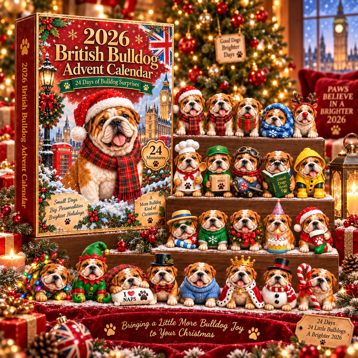 Different British Bulldog Advent Calendar characters