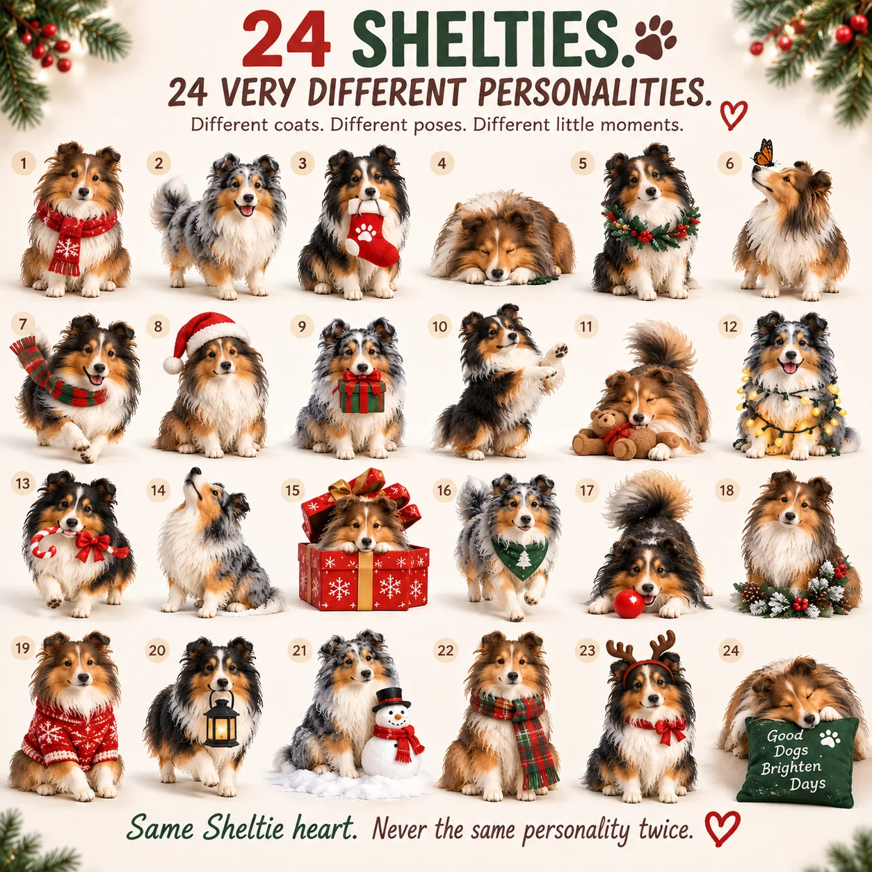 24 Shelties. 24 Very Different Personalities. 🐾