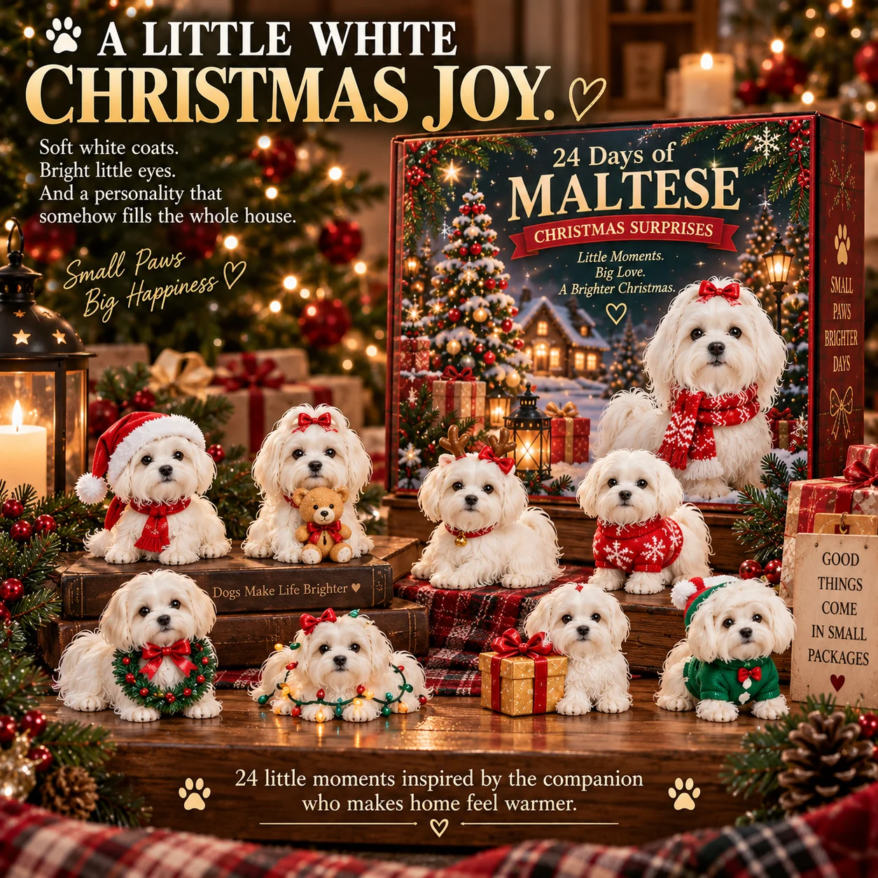 Maltese Christmas collection displayed in a warm holiday home