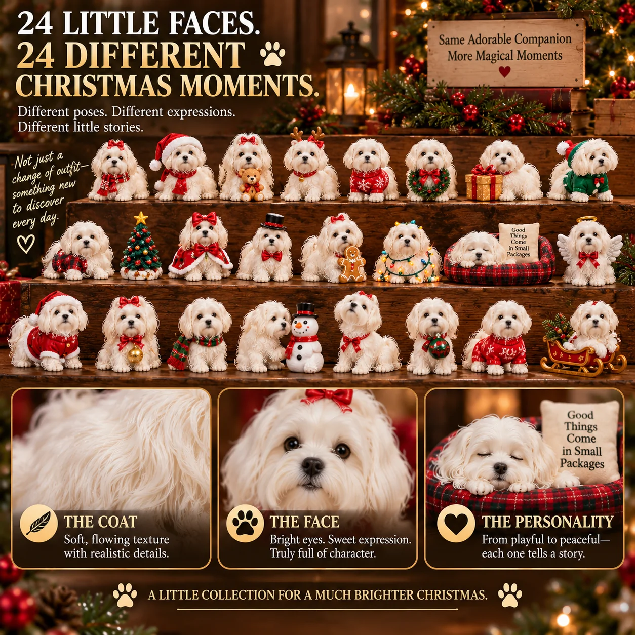 Different realistic Maltese Christmas collectible designs