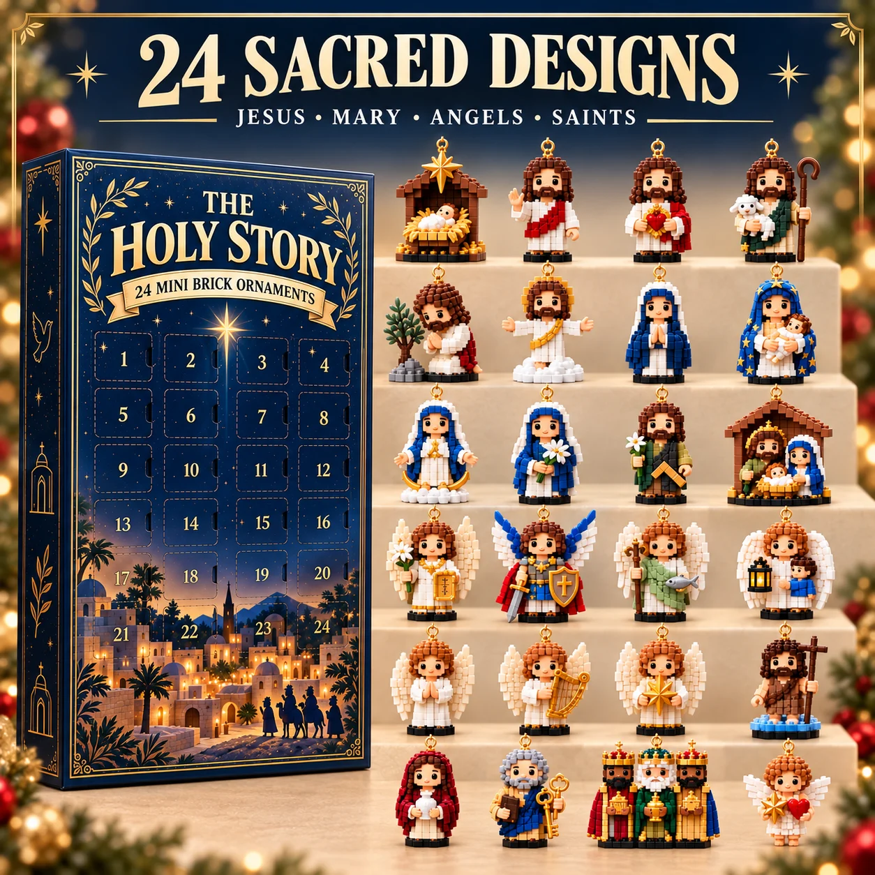 24 different sacred mini brick ornament designs