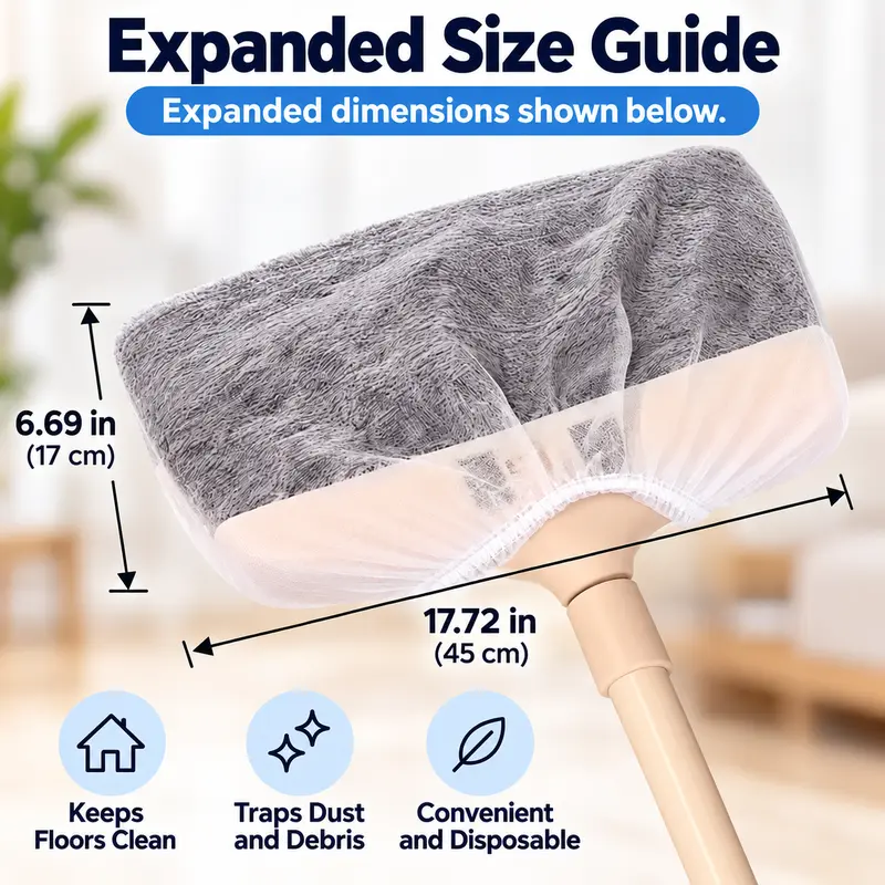 Easy installation of disposable broom dusting cover