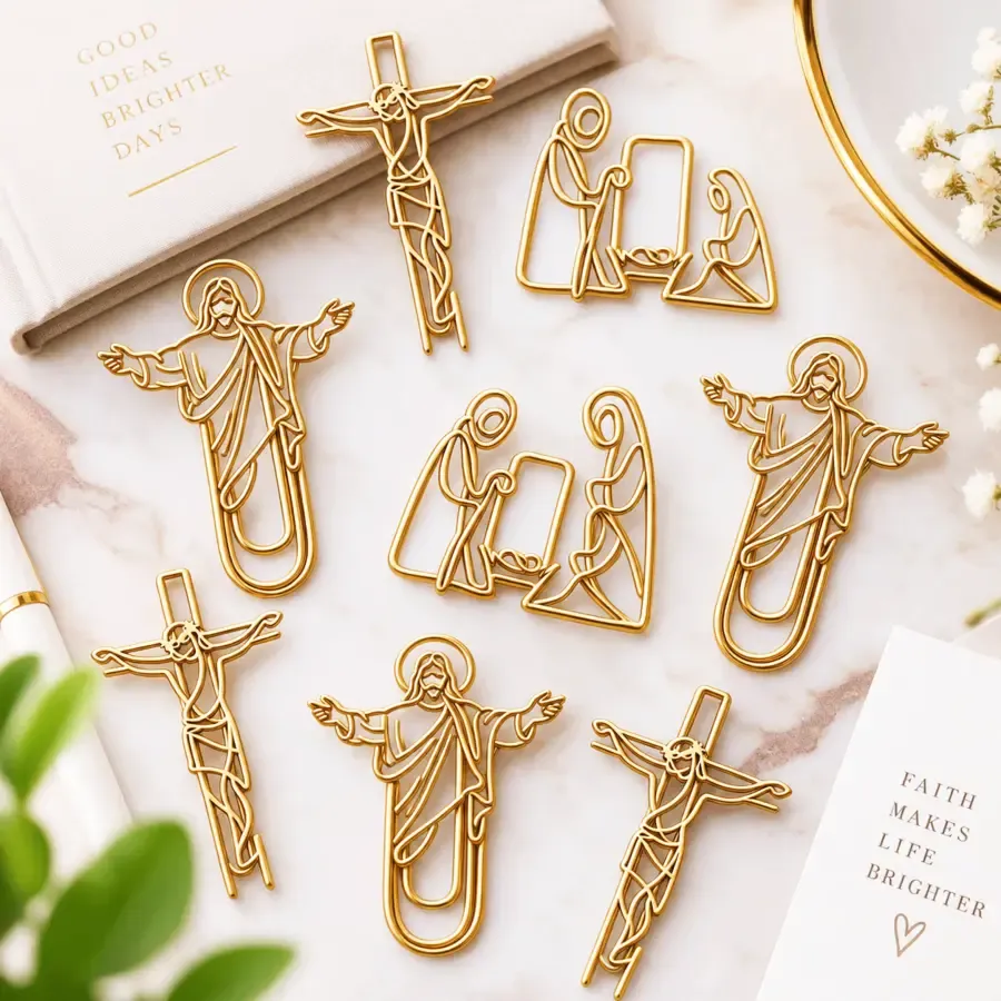 Collection of faith-inspired gold paper clips