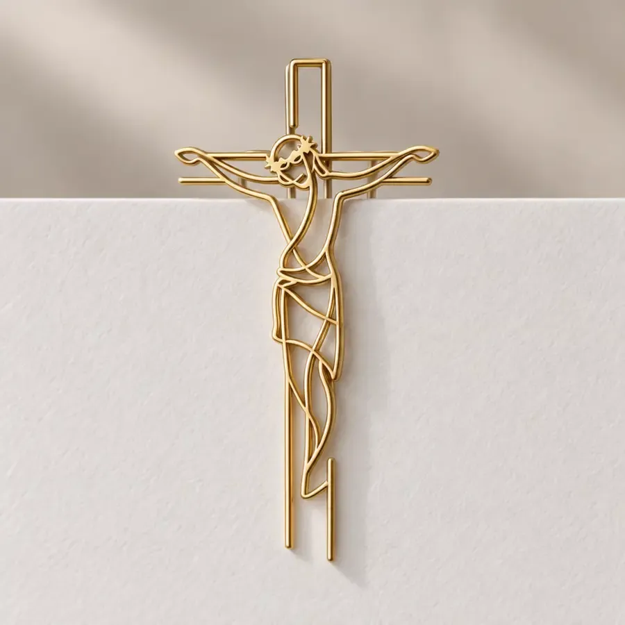 Crucifix gold paper clip