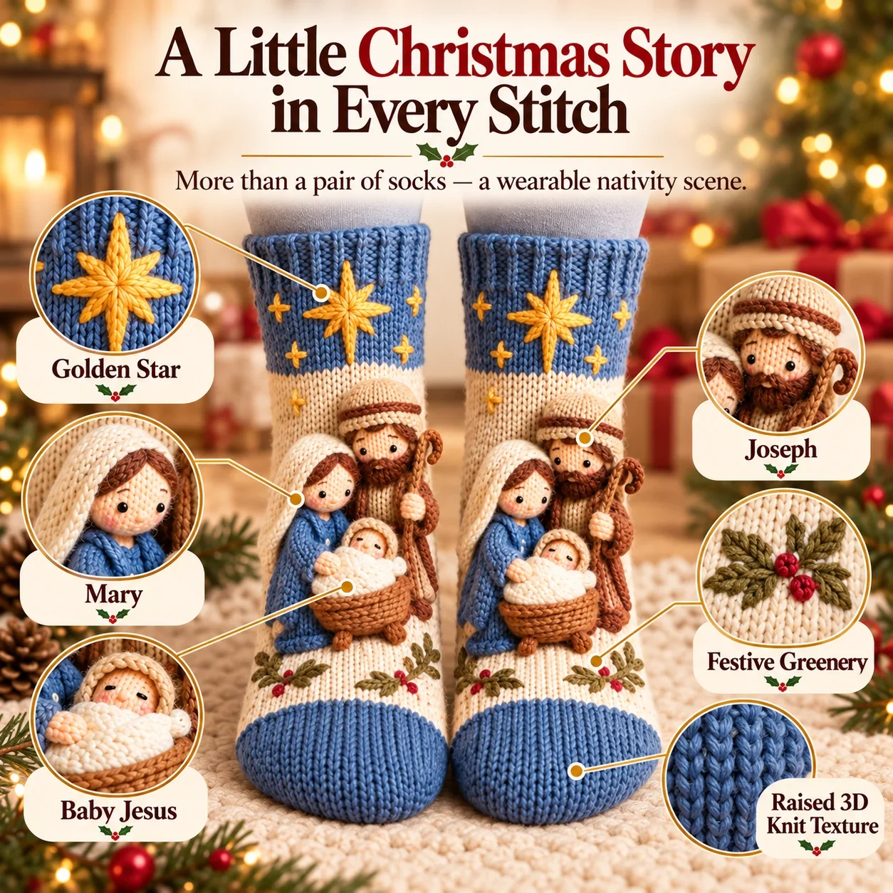 3D knitted Nativity scene