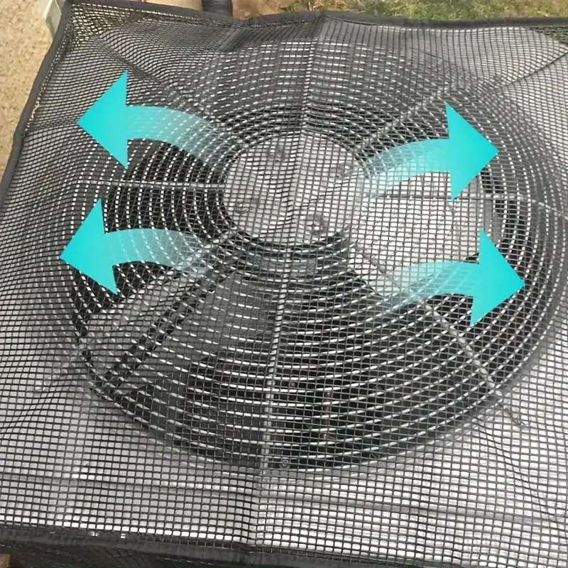 Breathable mesh design over outdoor AC condenser fan