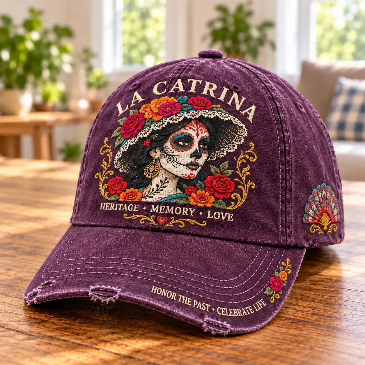 Vintage Plum La Catrina baseball cap