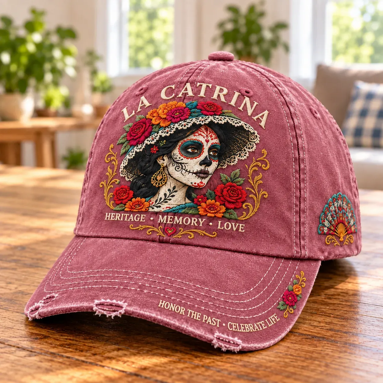 Dusty Rose La Catrina baseball cap