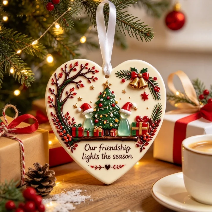 Christmas ceramic heart ornament gift