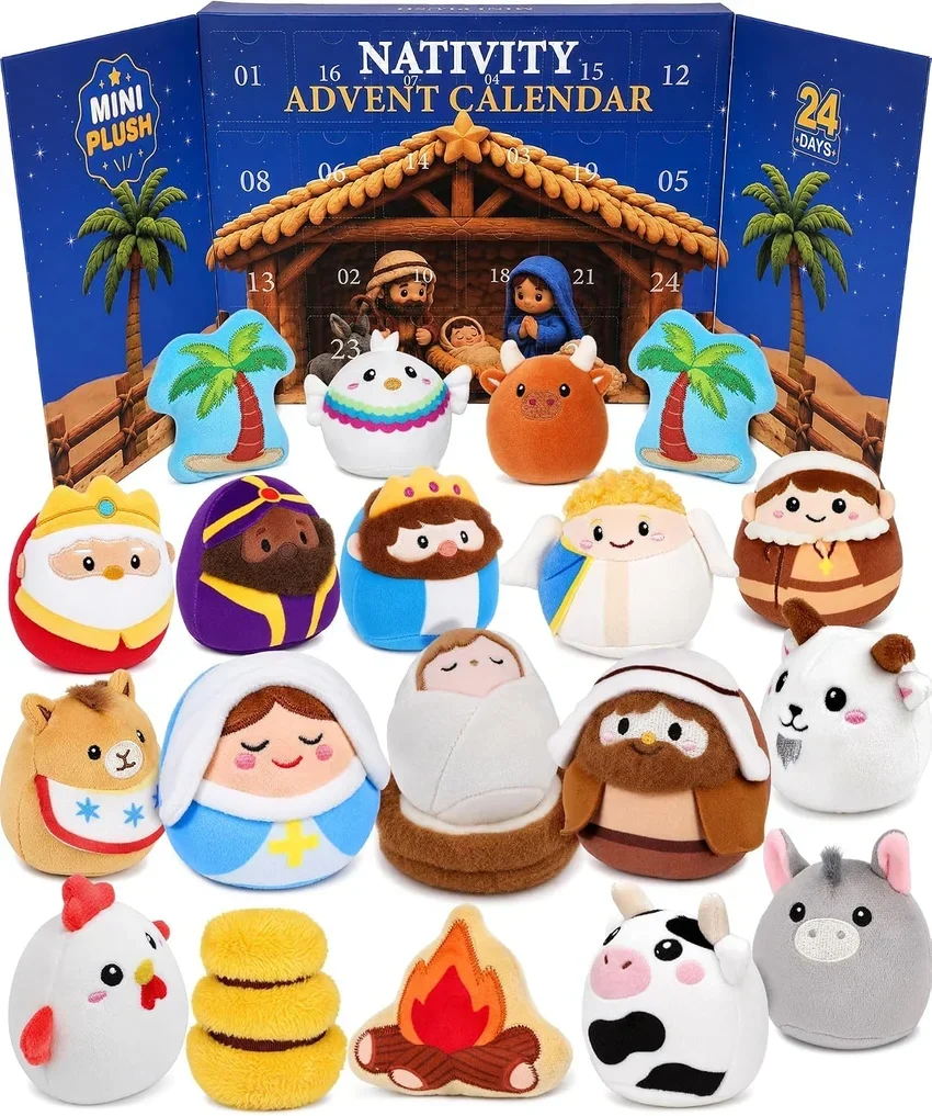 Plush Nativity characters from the 24-day Advent collection
