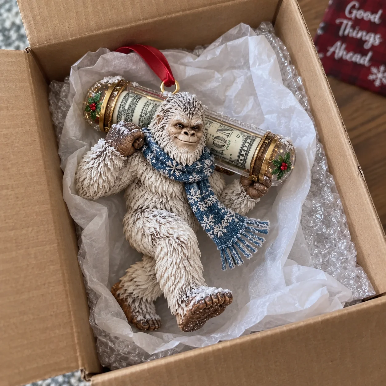 Bigfoot cash keeper close up in hand