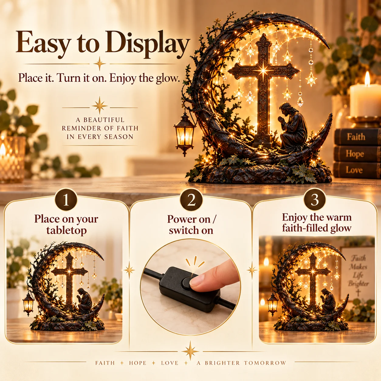 Cross prayer decor easy three step setup