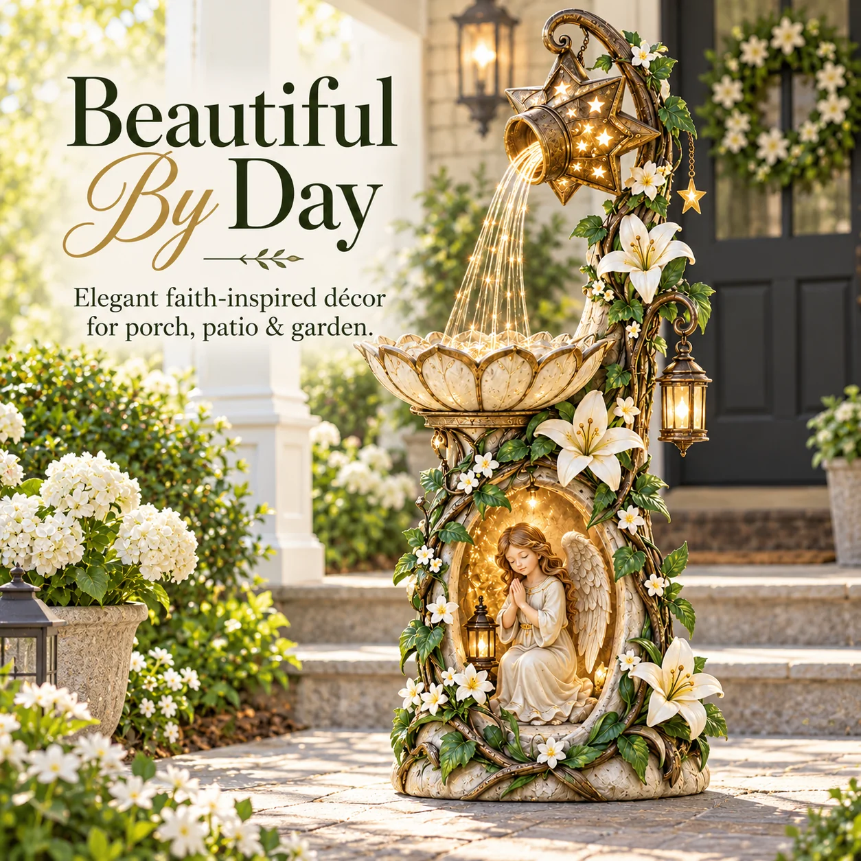 Angel Starlight Garden Fountain outdoor scene