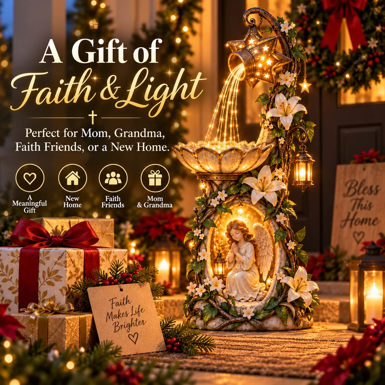 Angel Starlight Garden Fountain meaningful faith gift