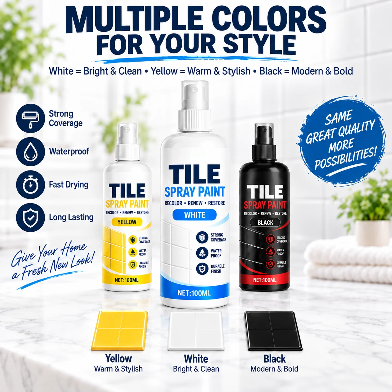 🎨 Tile Renewal Spray Paint | 100ml 3 Colors detail image 5