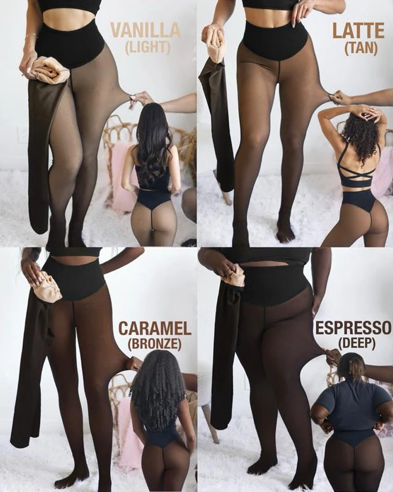 Four skin tone shades fleece lined tights