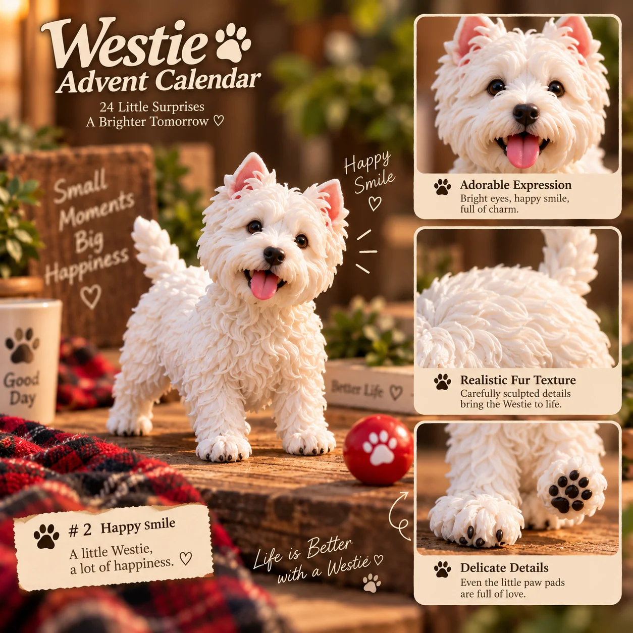 Westie figurine detail view