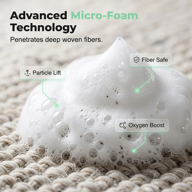 Dense micro foam on carpet fibers