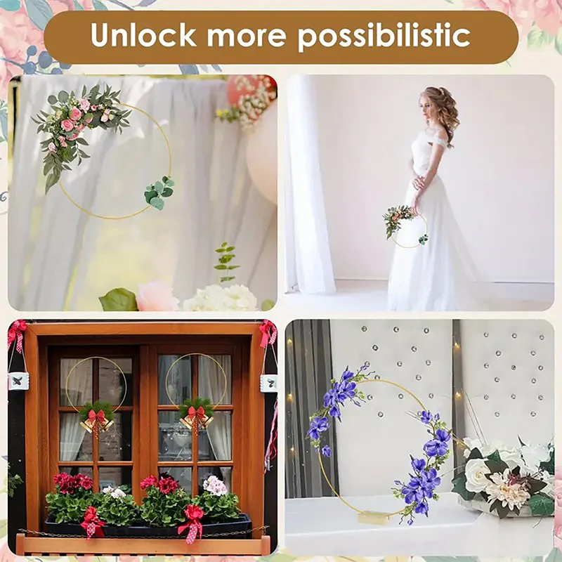 Gold-Tone Decorative Hoop with Wooden Stand – product image 5