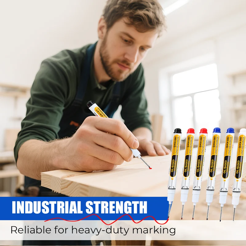 Extended-tip marker for construction workshop and repair projects