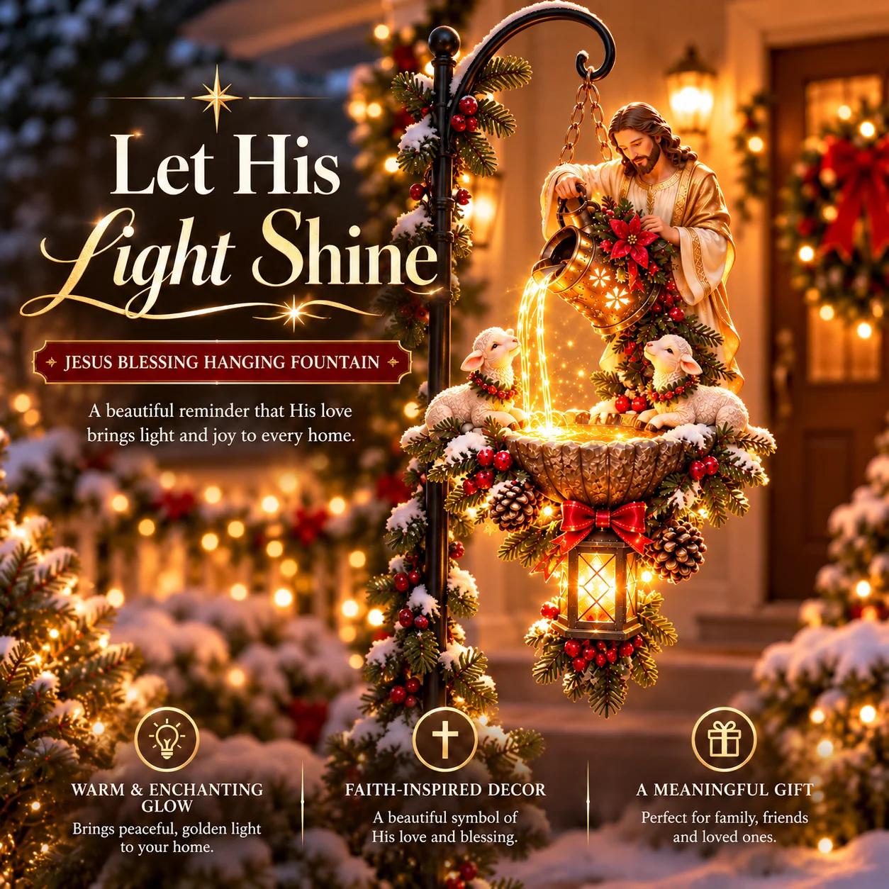 Jesus Blessing Hanging Fountain Let His Light Shine