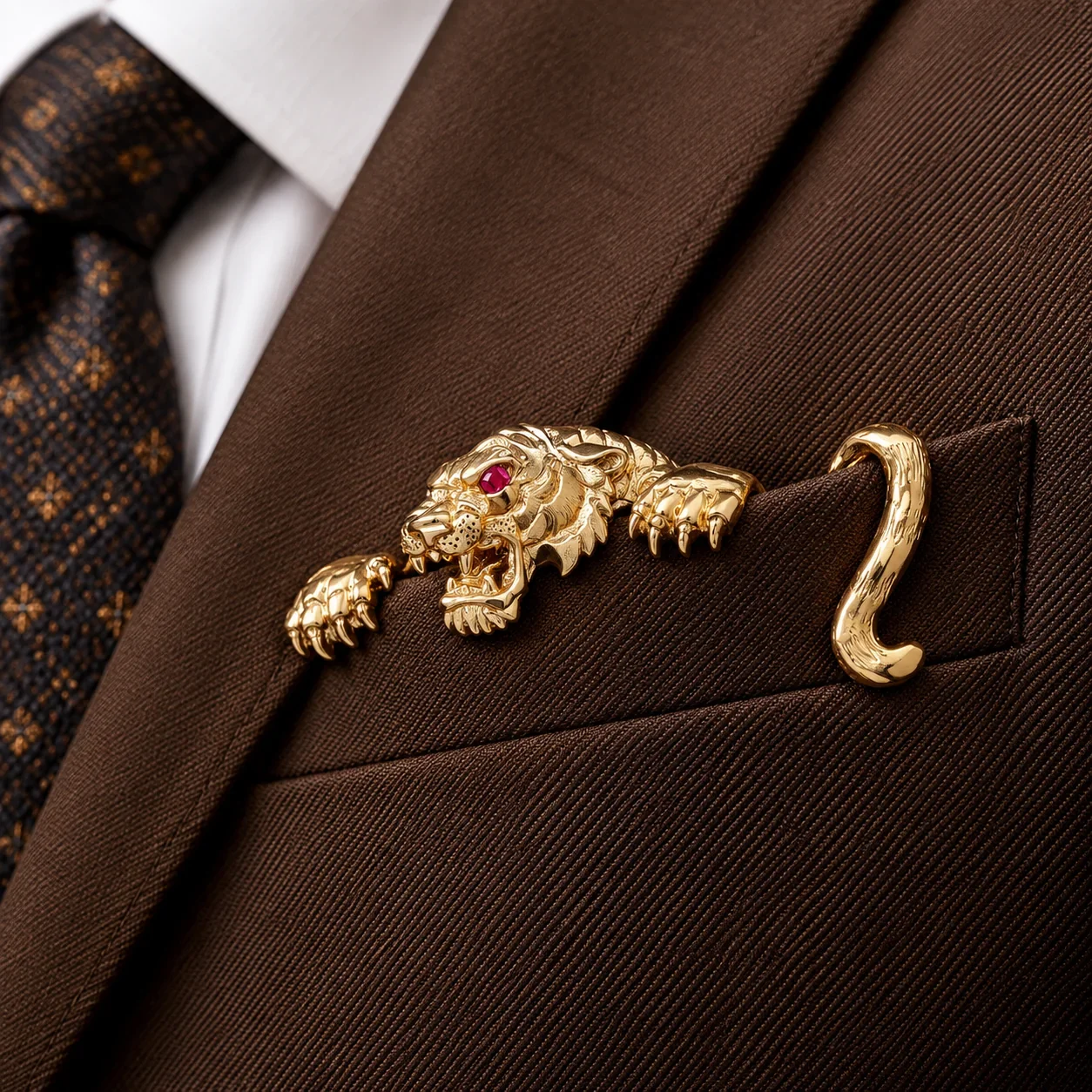 Alligator pocket square with magnetic mounting design