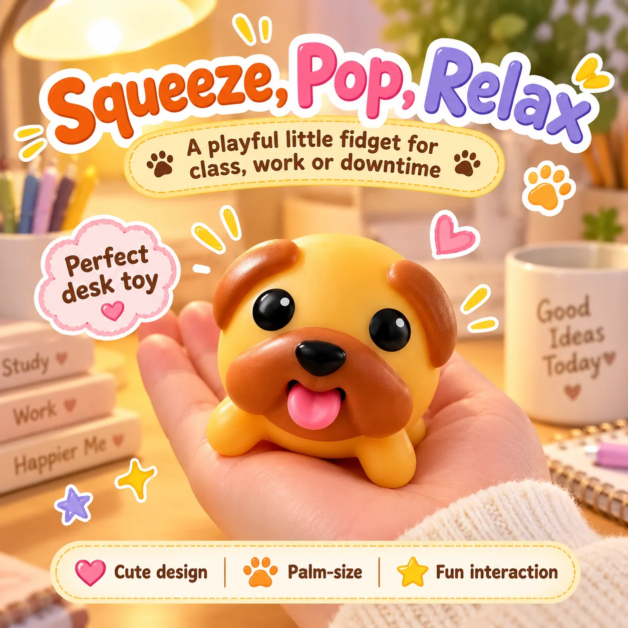 Mini puppy toy measuring approximately 4.5 by 4 centimeters