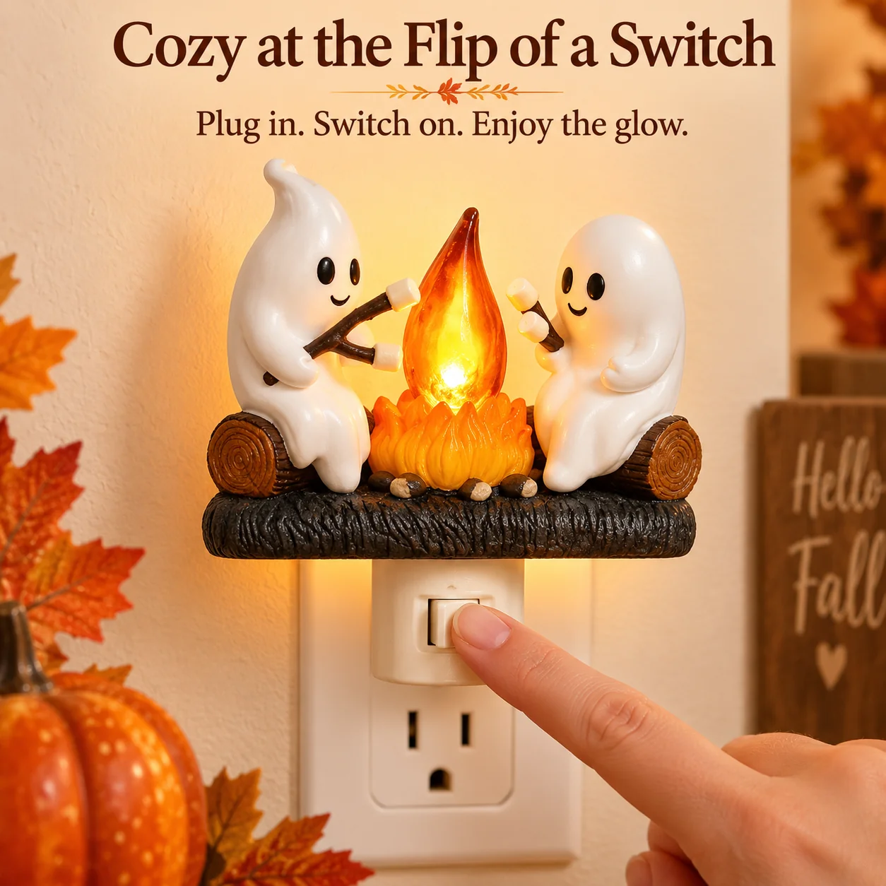 Plug-in night light with front on off switch