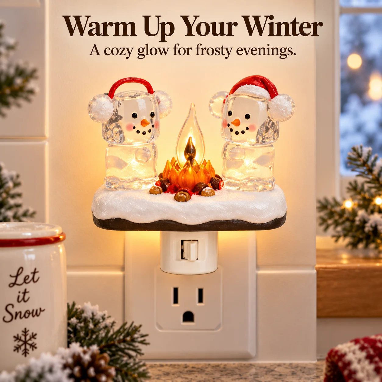 Snowman winter plug-in decorative night light