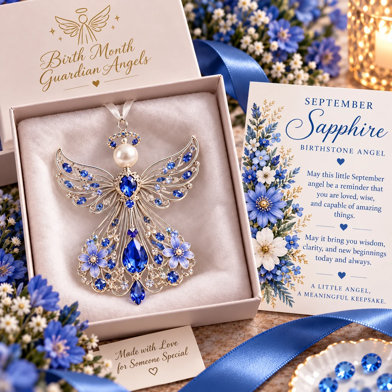 September Sapphire Birth Month Guardian Angel