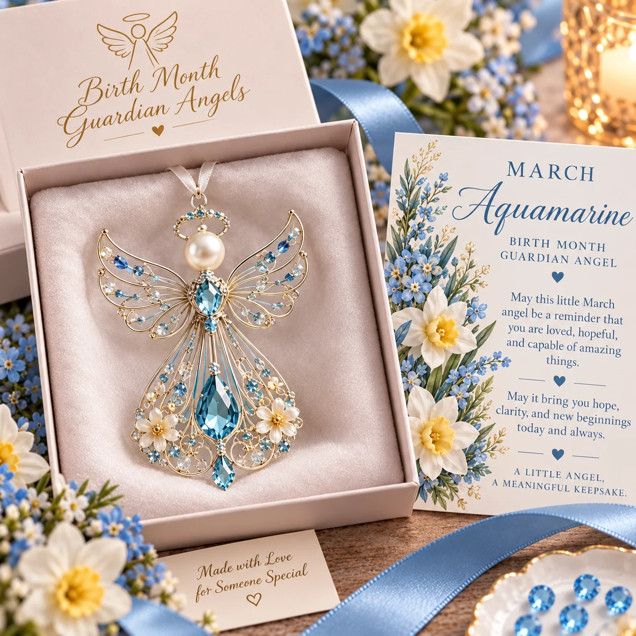 March Aquamarine Birth Month Guardian Angel