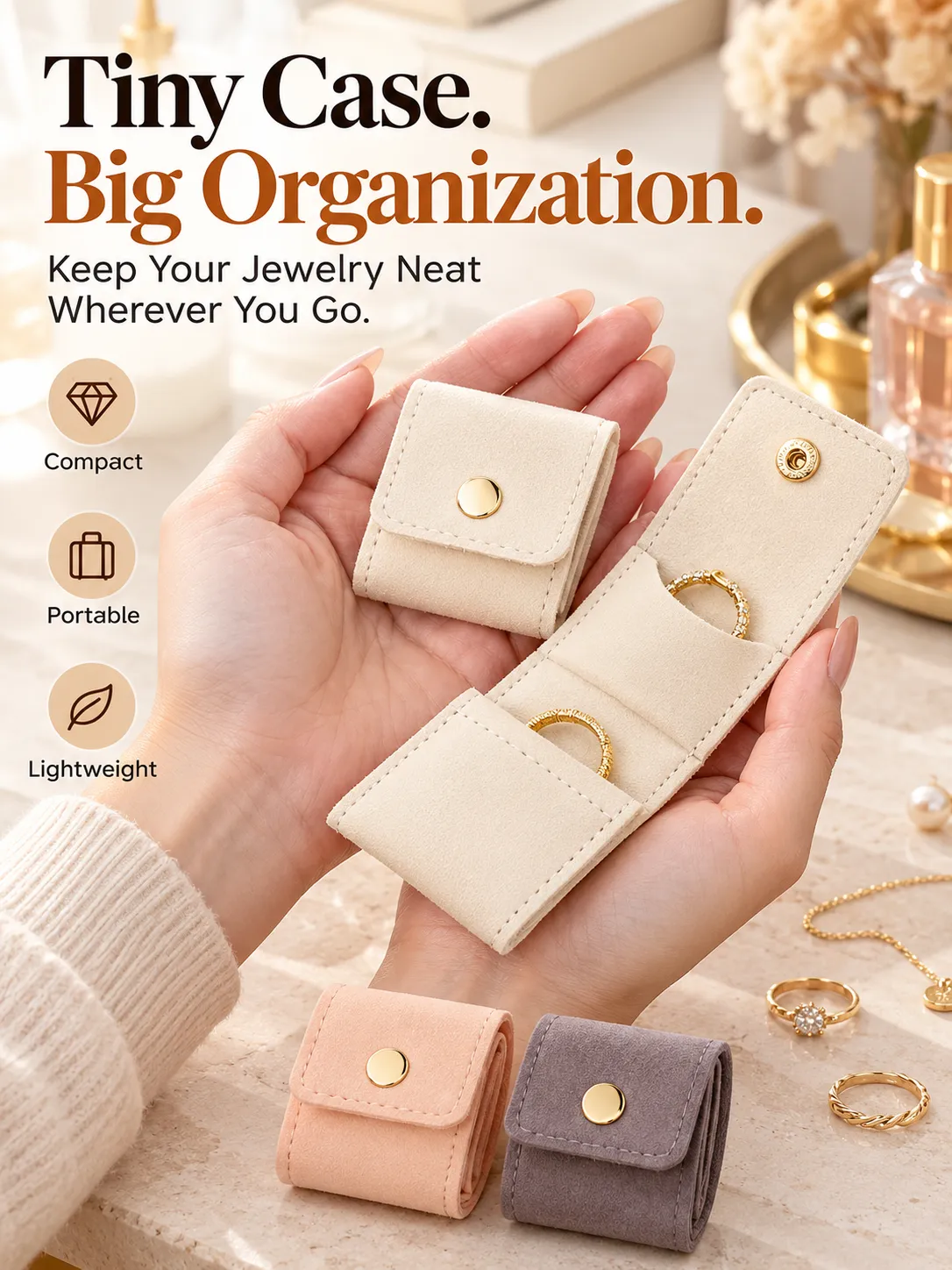 Foldable jewelry organizer size and design